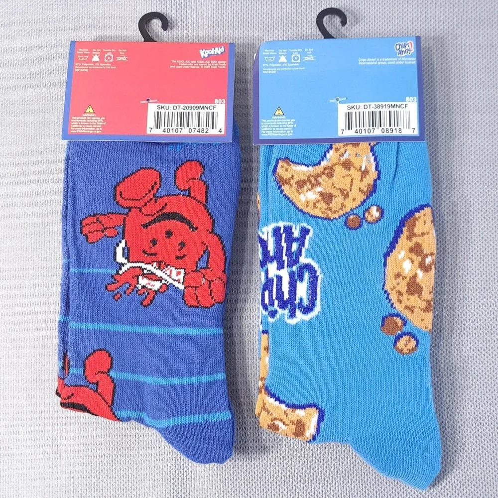 Lot of 2‎ Kool-Aid/Chips Ahoy! Men's Size 6-12 Crew Socks Fun Snack Beverage